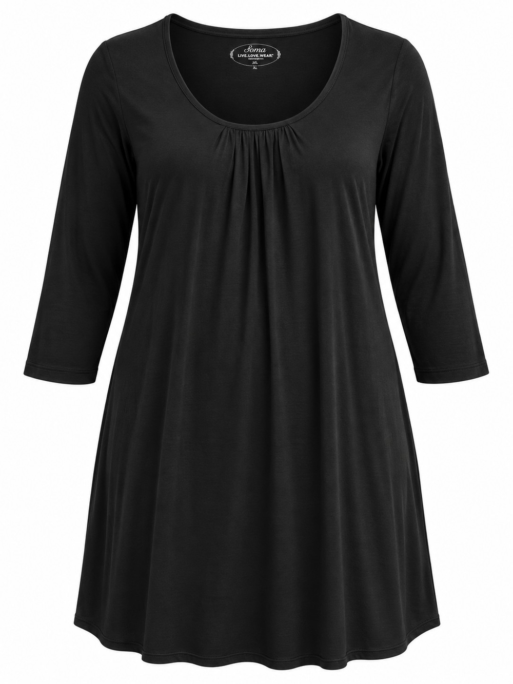 SOMA | Live Lounge Wear Black Ultra Soft Jersey Tunic Top 3/4 Sleeve | XL